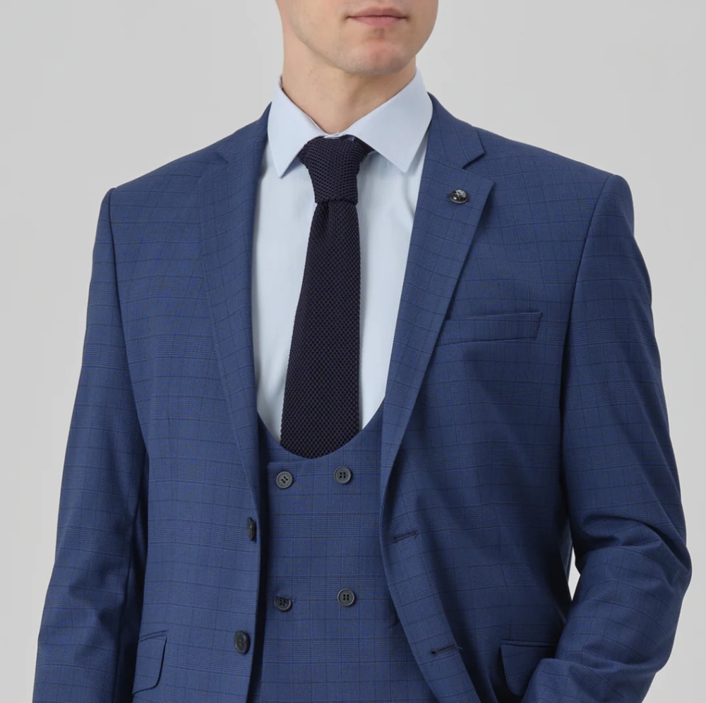 Blue Plaid 3 Piece Suit Size 36R x 30W